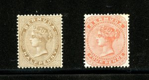 Bermuda #16 & #17 (B603) 1/2 brown 4 orange, wmk 1, M, H, F-VF cond