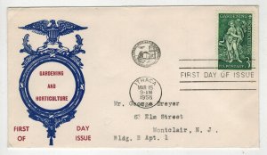 1958 GARDEING & HORTICULTURE LIBERTY HYDE BAILEY 1100 FDC BETTER SADWORTH CACHET