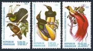 Indonesia 1182-1184,1184A, MNH. Mi 1078-1080, Bl.48. Birds 1982.Paroria,Paradise