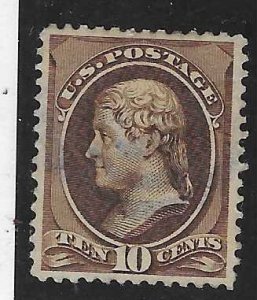 US # 188 10c Jefferson  brown (U) CV $30.00
