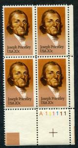 Scott #2038 - Joseph Priestly - Plate Block - MNH