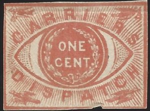 US Scott #1LB7 Mint Hinged VF 1 Cent Carriers Dispatch St CV 90.00