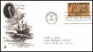 US 1407 South Carolina Artcraft Typed FDC