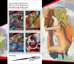 TOGO - 2024 - Edgar Degas - Perf 4v Sheet - Mint Never Hinged