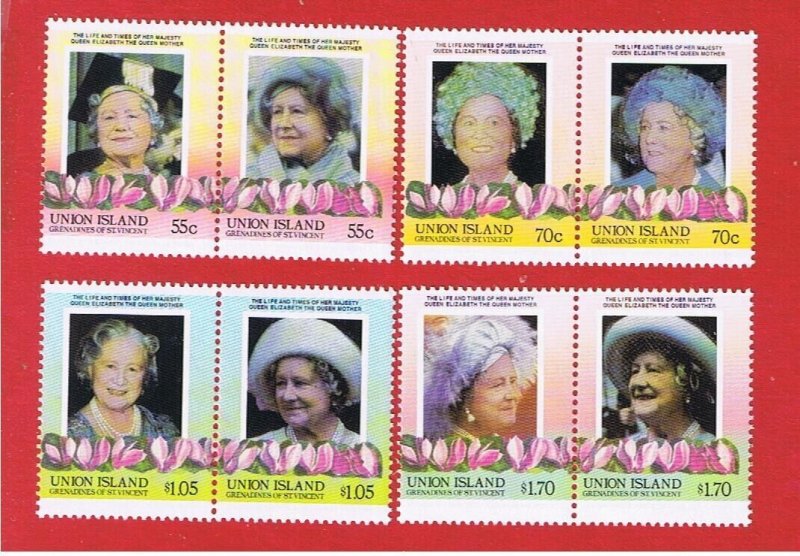 Union Island  #206-209  MNH OG    Queen Mother  Pairs    Free S/H