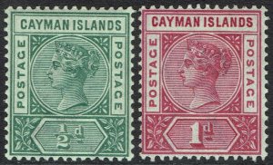 CAYMAN ISLANDS 1900 QV SET 1/2D AND 1D */**