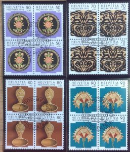 SWITZERLAND PRO PATRIA 1992 CTO BLOCKS SG1246/1249 FOLK ART