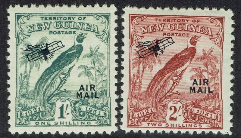 NEW GUINEA 1931 DATED BIRD AIRMAIL 1/- AND 2/- 