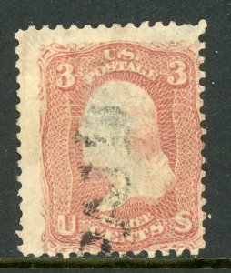 USA 1861 Washington 3¢ Rose Scott #65 VFU R295