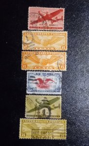 US Sc #C19 Airmail Stamps Used with 6c and 8c Selection Of 6 ea VF