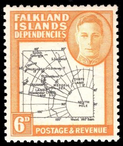 MOMEN: FALKLAND ISLANDS DEPENDENCIES SG #G6e OCHRE MINT OG H £55 LOT #65024