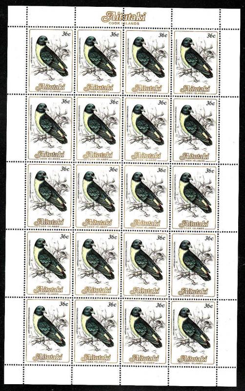 Aitutaki-Sc#330-unused NH sheet of twenty 36c White Breasted