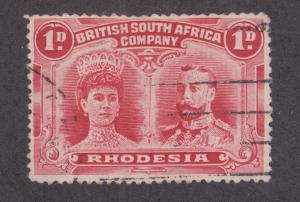 Rhodesia SG 183 used 1910 1p Double Head, perf 13½ F-VF