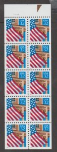 U.S. Scott #2916a American Flag Stamps - Mint NH Booklet Pane