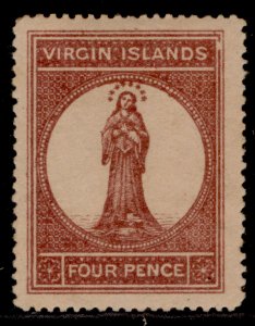 BRITISH VIRGIN ISLANDS QV SG17v, 4d lake-brown, M MINT. FRAME BREAK VARIETY