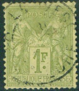 FRANCE Scott 84 1 Frank 1877 type 2 Sage issue CV $7.50