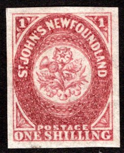25, NSSC, Newfoundland, 1/-, 1 shilling, rose lake, MLHOG, VF, Postage Stamp