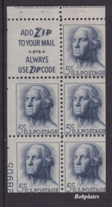 BOBPLATES #1213c Washington Booklet Slogan 3 Lower Left 28905 80% MNH DCV=$60