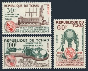 Chad 112-114,MNH. Mi 135-137. ITU-100,1965. Olsen perforator,Telephone,Telegraph