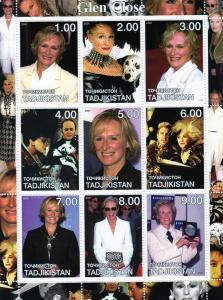 Tajikistan 2001 Glen Close/Dogs Sheetlet (9) Perforated MNH