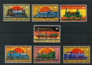 EQUATORIAL GUINEA TRANSPORTATION/LOCOMOTIVES /TRAINS SET OF 7 STAMPS MNH 