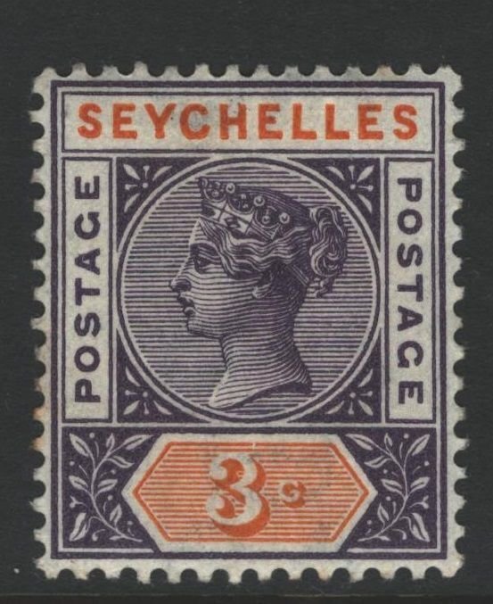 Seychelles Sc#3 MH - pencil on reverse