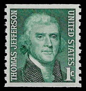 U.S. #1299 MNH; 1c Thomas Jefferson Coil - Prominent Americans Issue (1968)