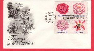 #1879a Flowers Block 4 - Artcraft Cachet