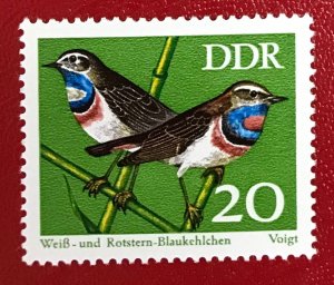 1973 DDR Sc 1456 MNH White and red spotted bluethroats birds CV$0.25 Lot 1452