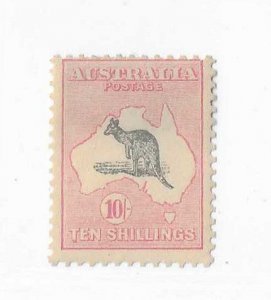 Australia Sc #127  10sh pink & black HR VF