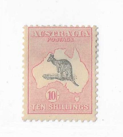 Australia Sc #127  10sh pink & black HR VF