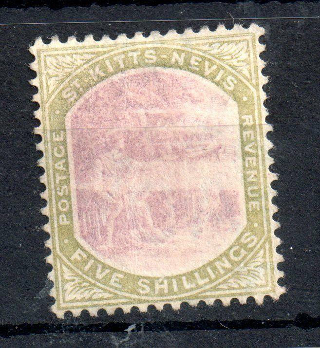 St Kitts & Nevis 1903-05 5/- green purple mint no gum WS13451