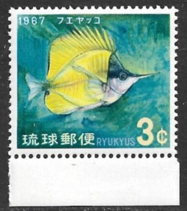 RYUKYU ISLANDS 1966-67 3c Forceps Fish Sc 153 MNH