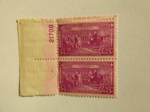 U. S. #798  Mint pair   OG  NH  color bleed in border