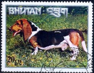 Dog, Basset Hound, Bhutan stamp SC#149F used