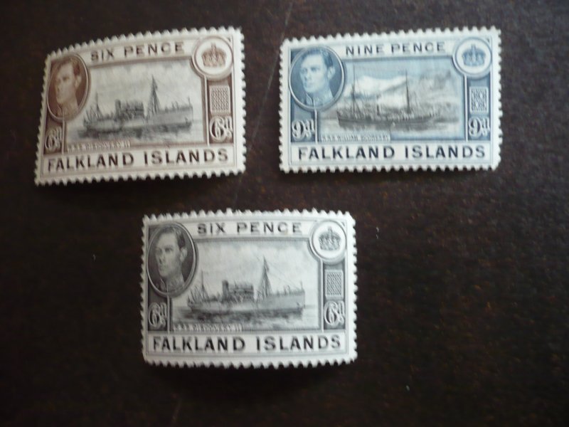 Stamps - Falkland Islands - Scott# 89-90,102 - Mint Hinged Part Set of 3 Stamps