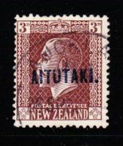 Treasures Album Stamps Aitutaki Scott #25 3d George V Overprint VF Used CDS-