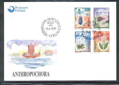 Faroe Islands Sc 216-19 1991 Flora & Fauna stamp set on FDC