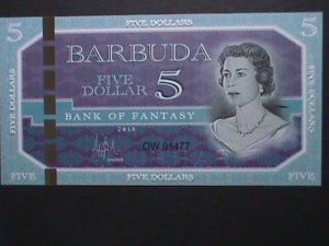 ​BARBUDA -COLLECTIBLE FIVE DOLLARS UNCIRCULATED-POLYMAR-NOTE VERY FINE