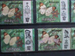 ​MALAYSIA-1971-VERY OLD LOVELY BUTTERFRIES USED 12 STAMPS-#M49 -VERY FINE