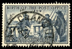 AUSTRALIA Sc 332 USED - 1959 4p -  Birth of Post Office - Postmaster I. Nichols