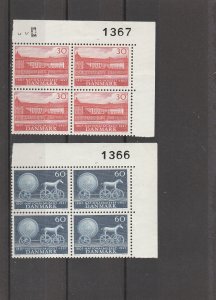 Denmark  Scott#  363-364  MH Plate Blocks  (1957 National Museum)