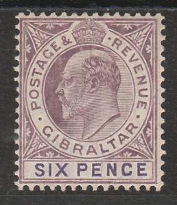 GIBRALTAR 1906 KEVII 6D DULL & BRIGHT PURPLE WMK MULTI CROWN CA