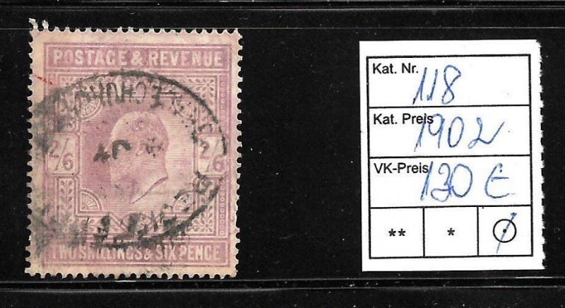 (H-03) GREAT BRITAIN CLASSIC STAMPS #118 1902 CV 130€  USED
