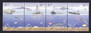 Macao Macau Fish Boats Fishing Nets strip of 4 1996 MNH SC#841a SG#952-955