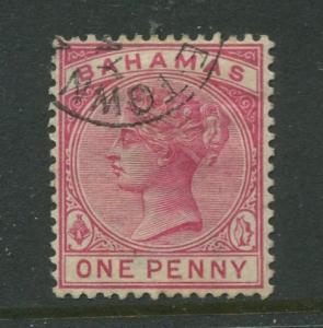 Bahamas -Scott 27 - QV Definitive Issue -1884 - FU - Single 1p Stamp