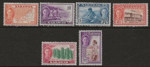 Sarawak 186-91  1950  set 6 FVF  Mint NH