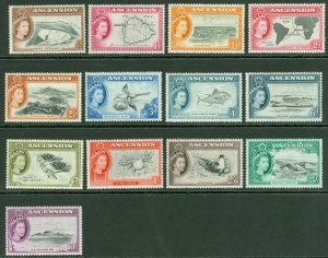 SG 57-69 Ascension 1956. ½d to 10/- set of 13. Fine unmounted mint CAT £150