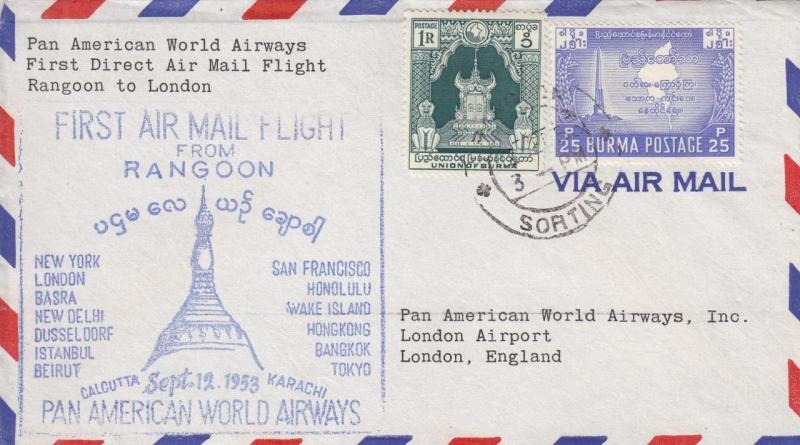 1953, 1st Pan-Am Flt., F18-2009, Rangoon, Burma to London, England (28559)