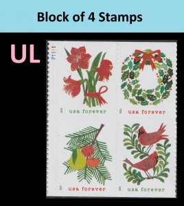 US 6033-6036 6036a Holiday Cheer F plate block 4 UL MNH 2025